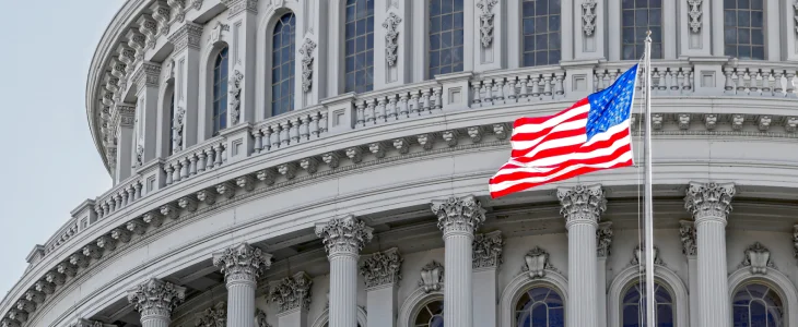 Government building with an American flag